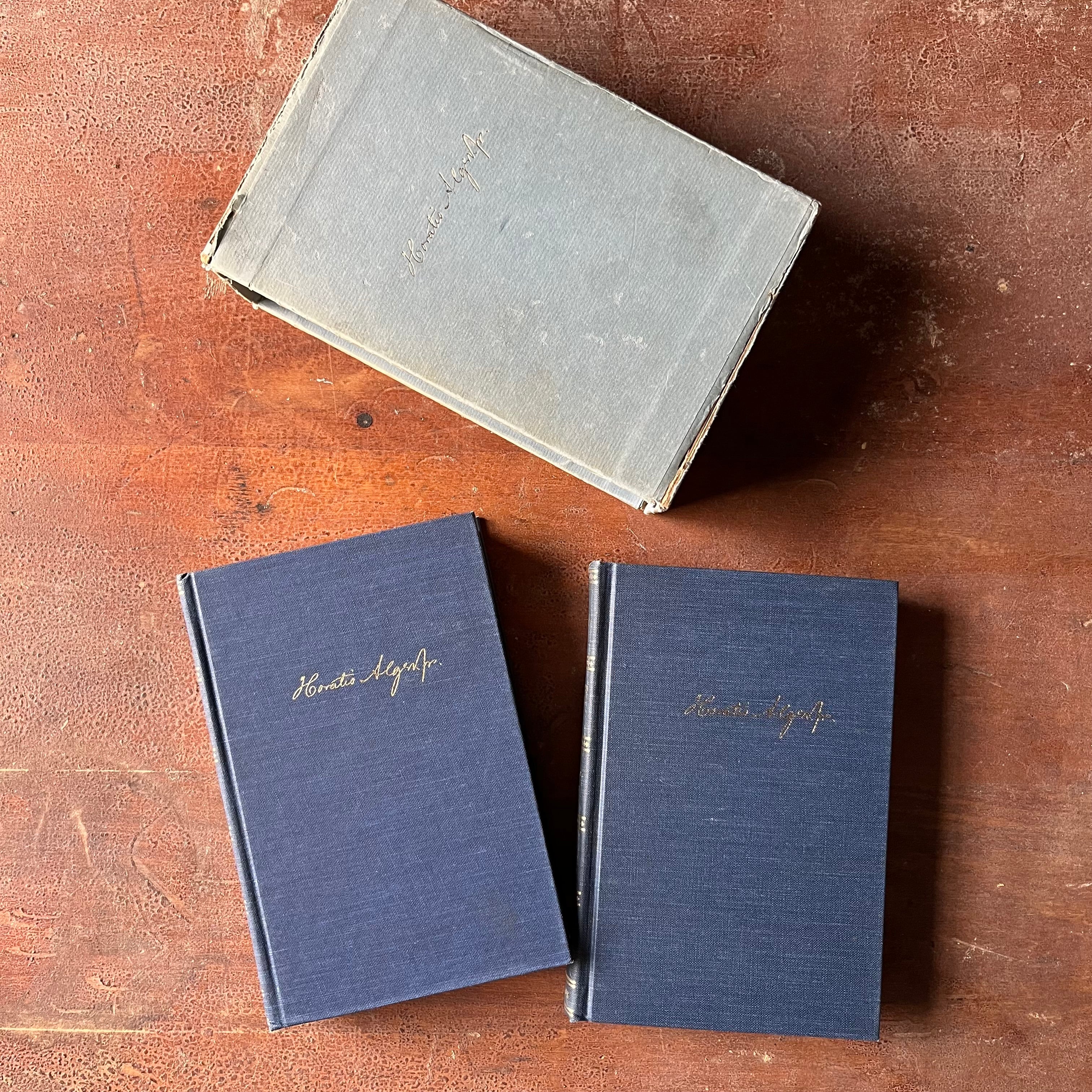 Log Cabin Vintage - Vintage Children's Books, Children's Chapter Books, Adventure Books - Nautilus Box Set Including Struggling Upward and Phil the Fiddler by Horatio Alger, Jr. - view of the front covers 
