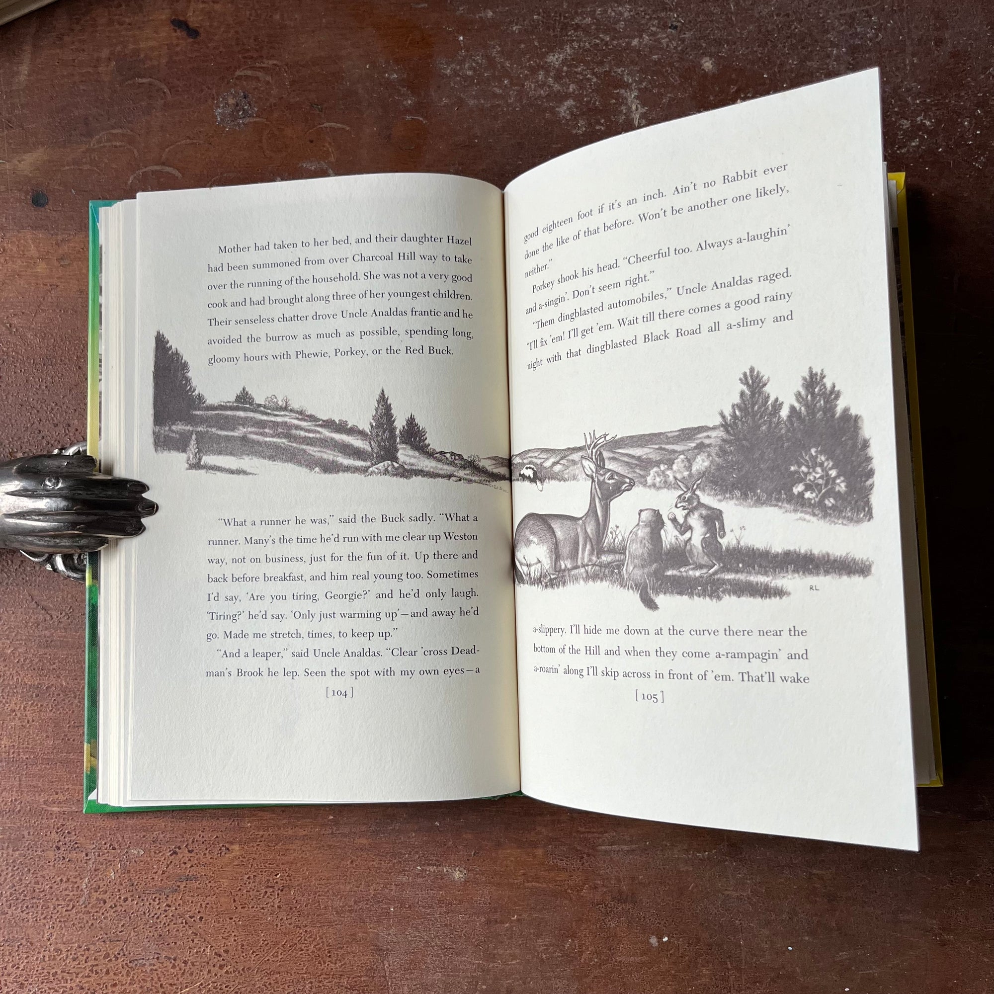Log Cabin Vintage – vintage children’s book, children’s book, chapter book, 1944 John Newberry Medal Winner - Rabbit Hill Written and Illustrated by Robert Lawson - view of the illustrations of Robert Lawson