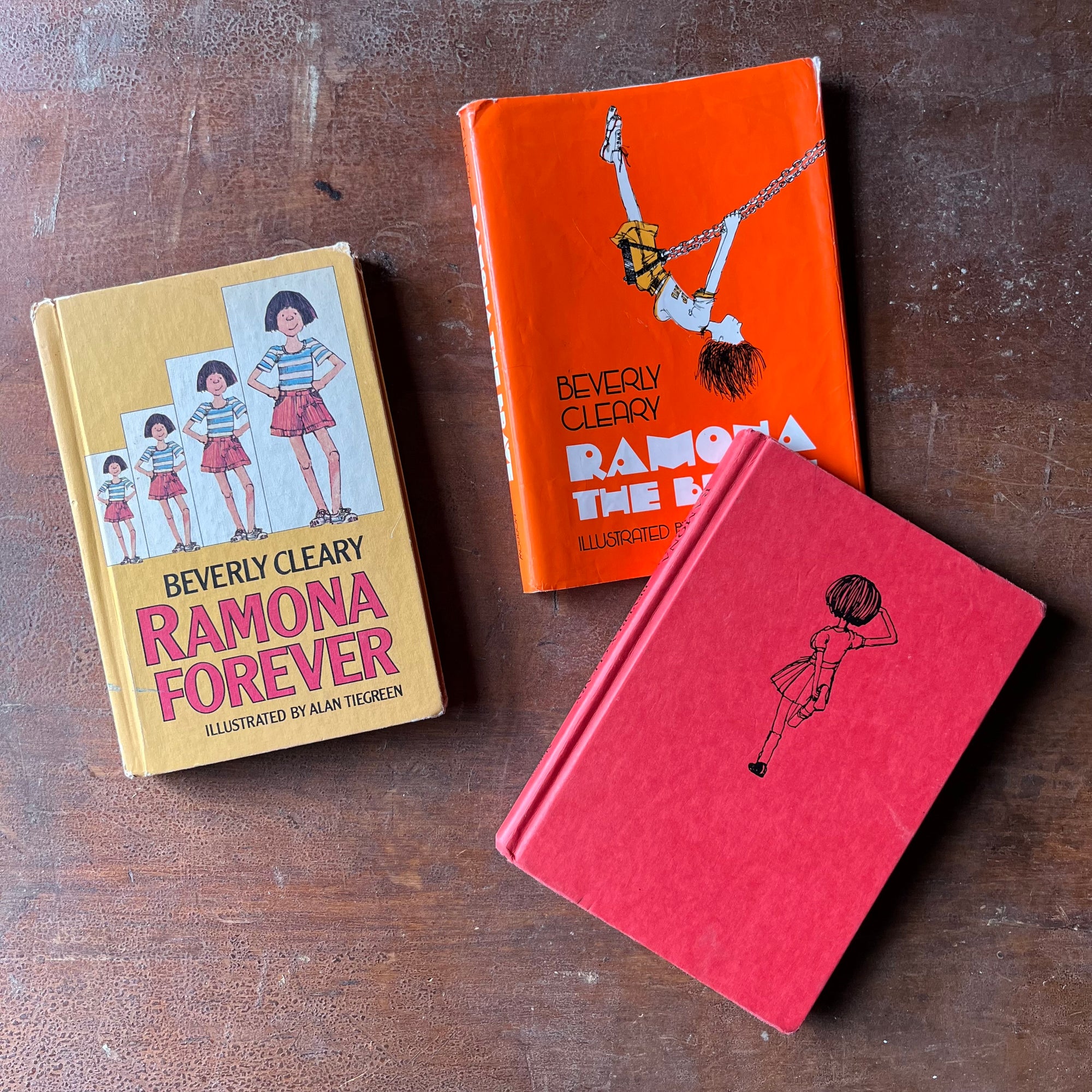 Log Cabin Vintage - vintage children's books, vintage chapter books, Ramona Quimby, Beverly Cleary - Pair of  Ramona Quimby Books by Beverly Cleary - Ramona The Brave and Ramona Forever illustrated by Alan Tiegreen - view of the front covers