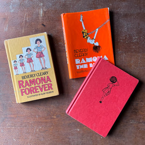 Log Cabin Vintage - vintage children's books, vintage chapter books, Ramona Quimby, Beverly Cleary - Pair of  Ramona Quimby Books by Beverly Cleary - Ramona The Brave and Ramona Forever illustrated by Alan Tiegreen - view of the front covers
