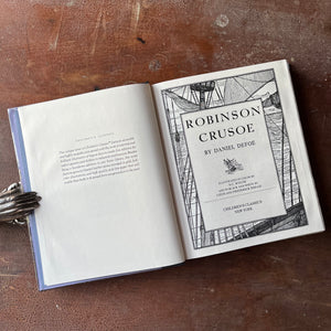 Log Cabin Vintage – vintage children’s book, children’s book, chapter book, Children's Classics Edition - Robinson Crusoe by Daniel Defoe - a 1990 Children's Classic Edition - view of the title page