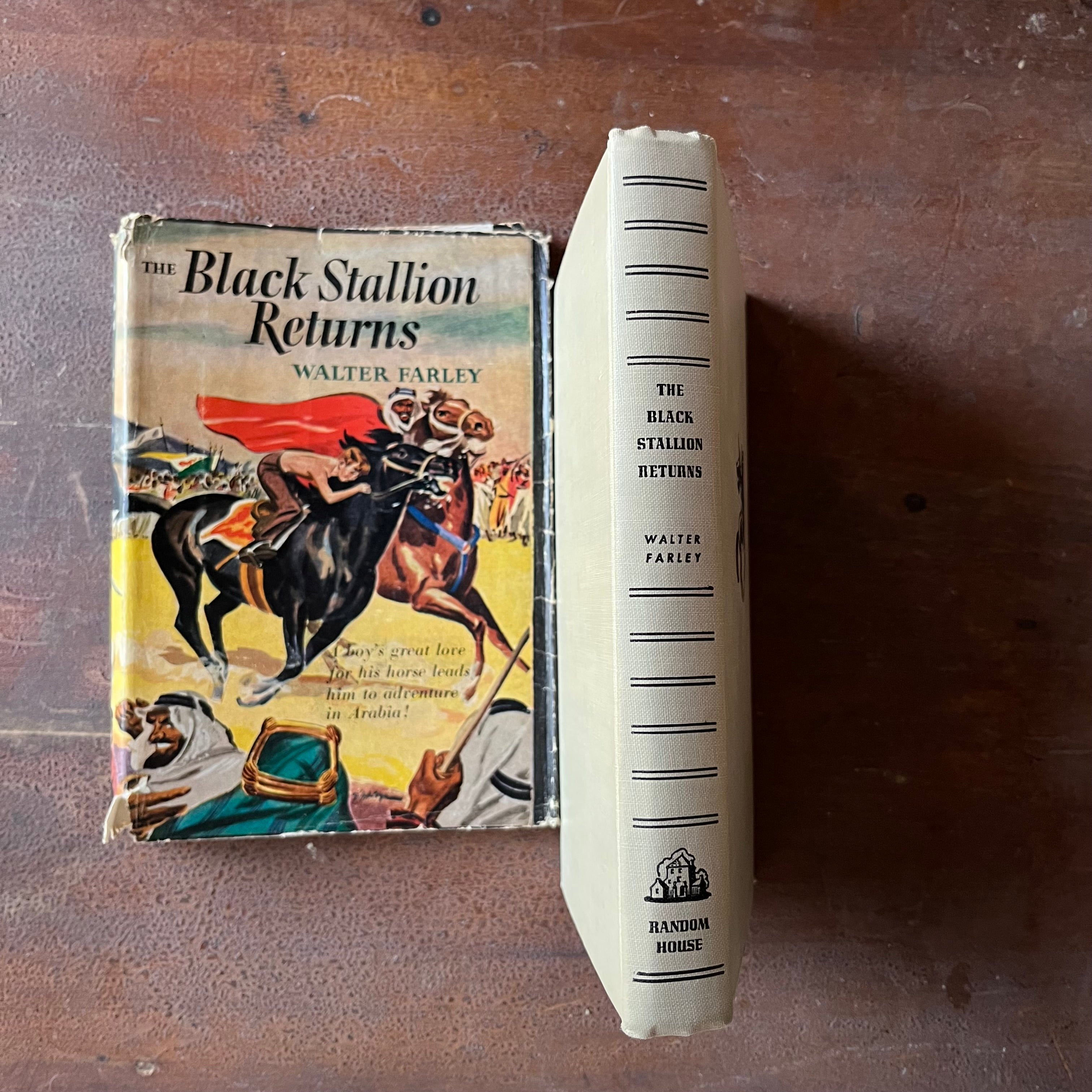 Log Cabin Vintage – vintage children’s book, children’s book, chapter book, The Black Stallion Series - The Black Stallion Returns by Walter Farley with Illustrations by Harold Eldridge - view of the spine