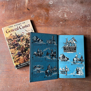 Log Cabin Vintage – vintage children’s book, children’s book, chapter book, children's history book, children's non-fiction, Signature Series Books - The Story of General Custer - Great Events in the Life of General Custer by Margaret Leighton with illustrations by Nichlas Eggenhofer - view of the inside cover