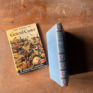 Log Cabin Vintage – vintage children’s book, children’s book, chapter book, children's history book, children's non-fiction, Signature Series Books - The Story of General Custer - Great Events in the Life of General Custer by Margaret Leighton with illustrations by Nichlas Eggenhofer - view of the spine