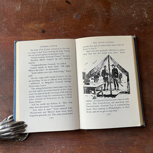 Log Cabin Vintage – vintage children’s book, children’s book, chapter book, children's history book, children's non-fiction, Signature Series Books - The Story of General Custer - Great Events in the Life of General Custer by Margaret Leighton with illustrations by Nichlas Eggenhofer - view of the illustrations