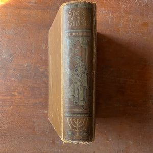Log Cabin Vintage - antique book, antique bible story, antique religious text - The Story of the Bible by Charles Foster 1884 - view of the embossed spine