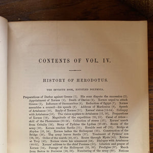 History of Herodotus Complete Set 1862 Leather Bound - Contents Page