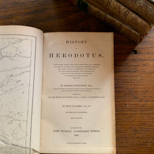History of Herodotus Complete Set 1862 Leather Bound - Title Page