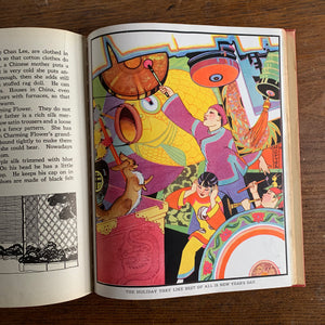 Children of Other Lands written by Watty Piper with illustrations by Lucille & H. C. Holling-vintage children's storybook-vintage stories of children around the world-view of the full page, full-color illustrations