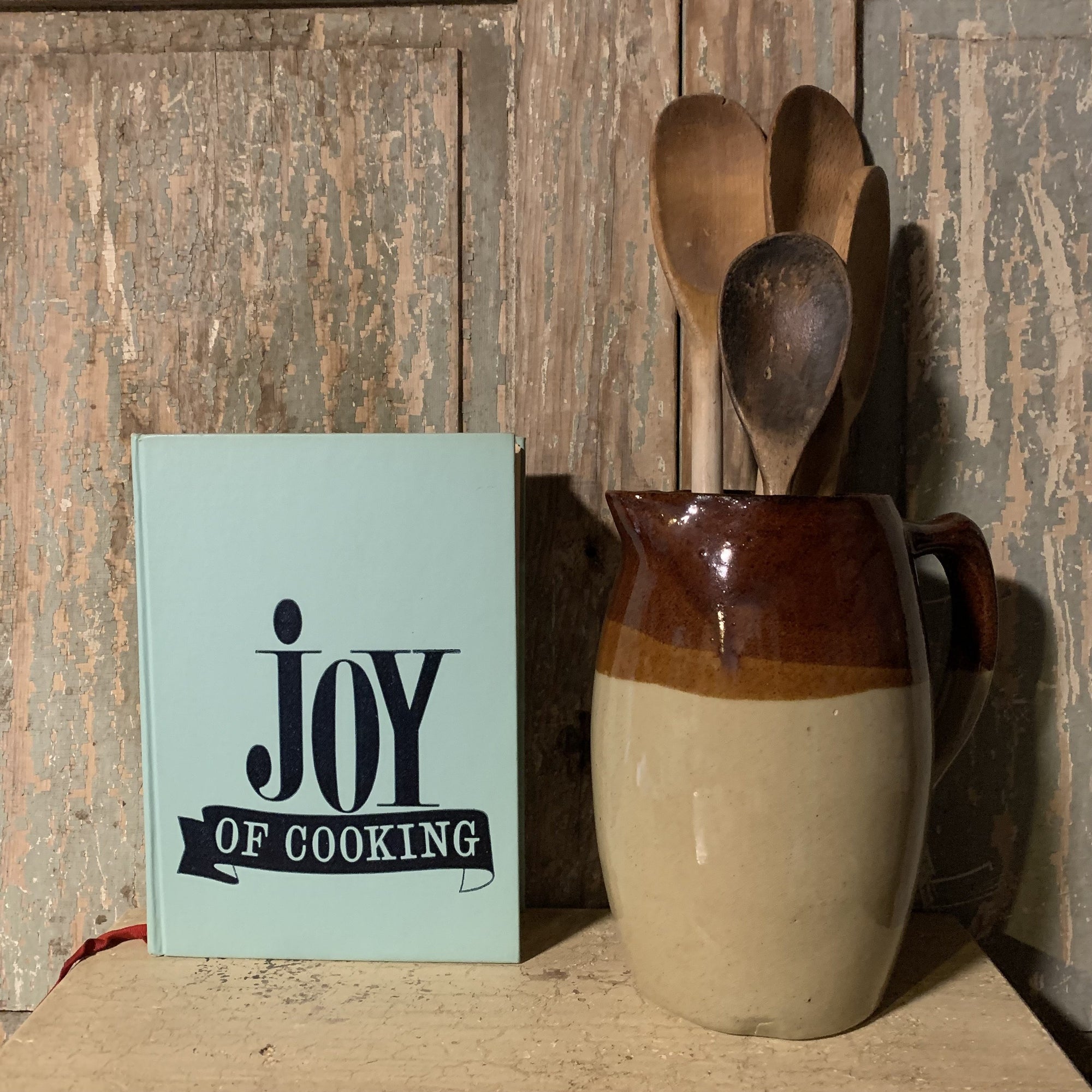 Log Cabin Vintage - Vintage Cookbook, Cookbook, Swiss Army Knife of Cookbooks - Joy of Cooking 1972 Turquoise Blue Edition - view of the front cover